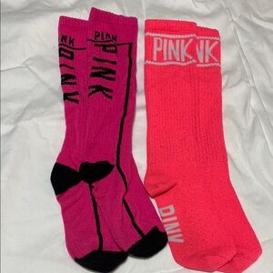 PINK Victoria's Secret Casual High Socks Pink and Black